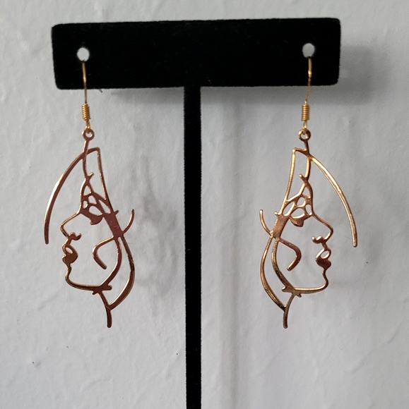 Goldtone Women's Fase Drop Earrings - Picture 2 of 4